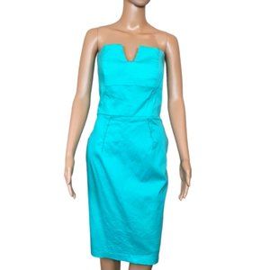 Kardashian Kollection off shoulder sheath dress Sze 14 turquoise blue bodice